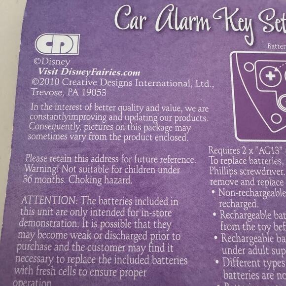 Disney Fairies TinkerBell and The Lost Treasure Car Alarm Key Set 2010 New - Picture 2 of 4